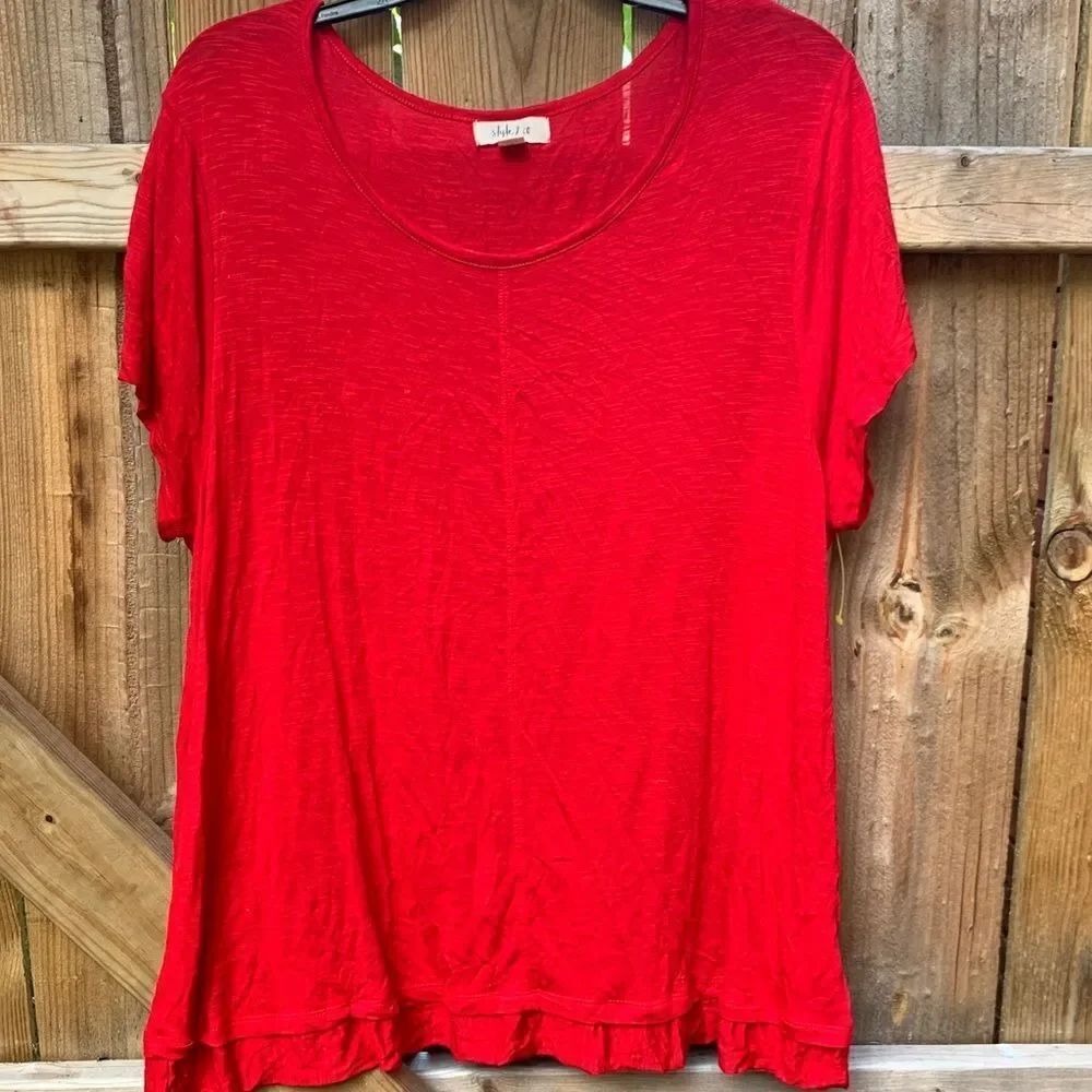 Style & Co. Red Short Sleeve Tee